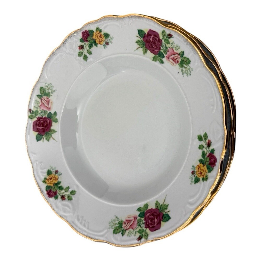Vintage Floral China Set 20pc Plates Cups Gold Trim Roses Lot - Picture 3 of 16
